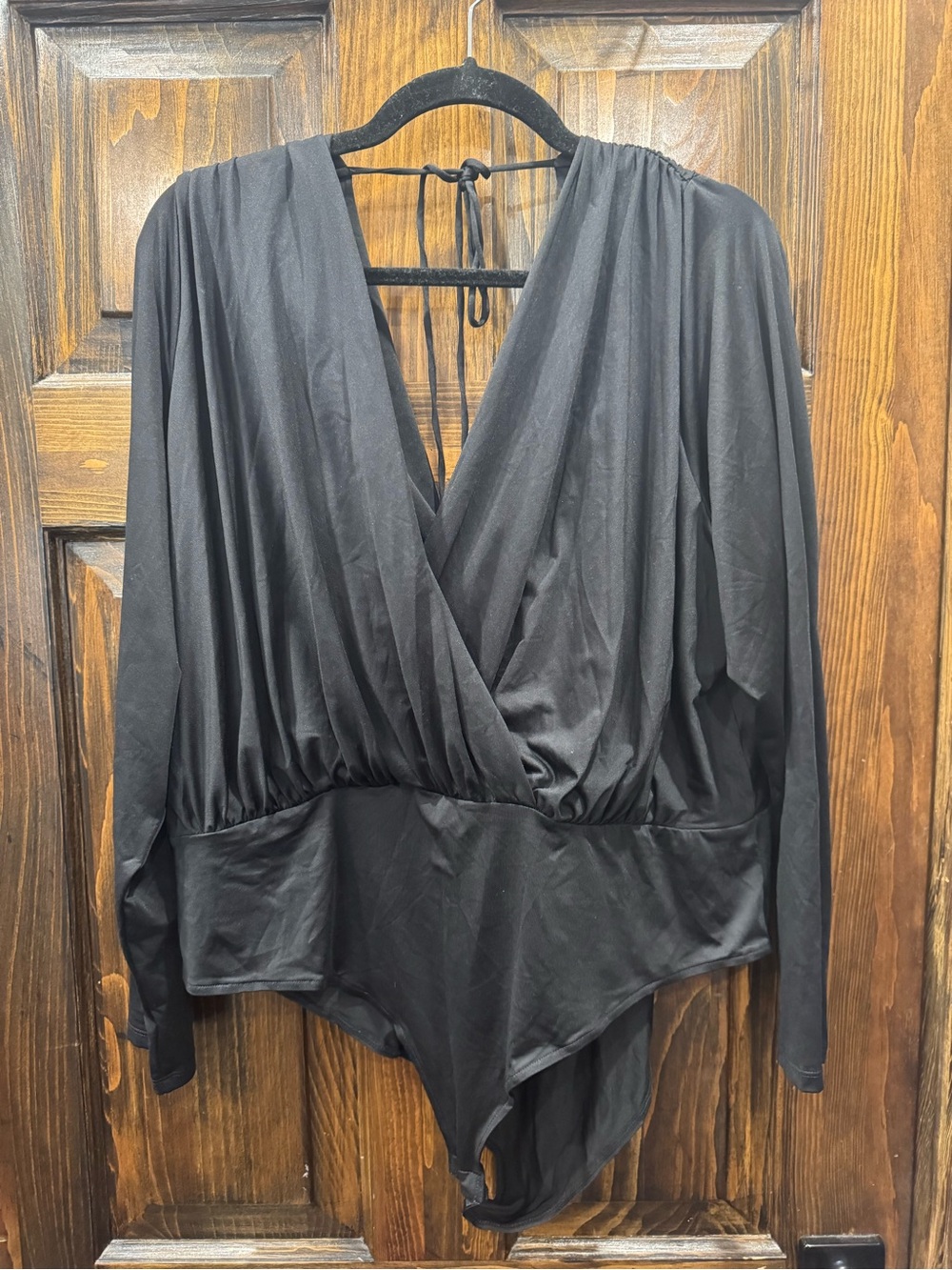H&M Black Long Sleeve Surplice Bodysuit